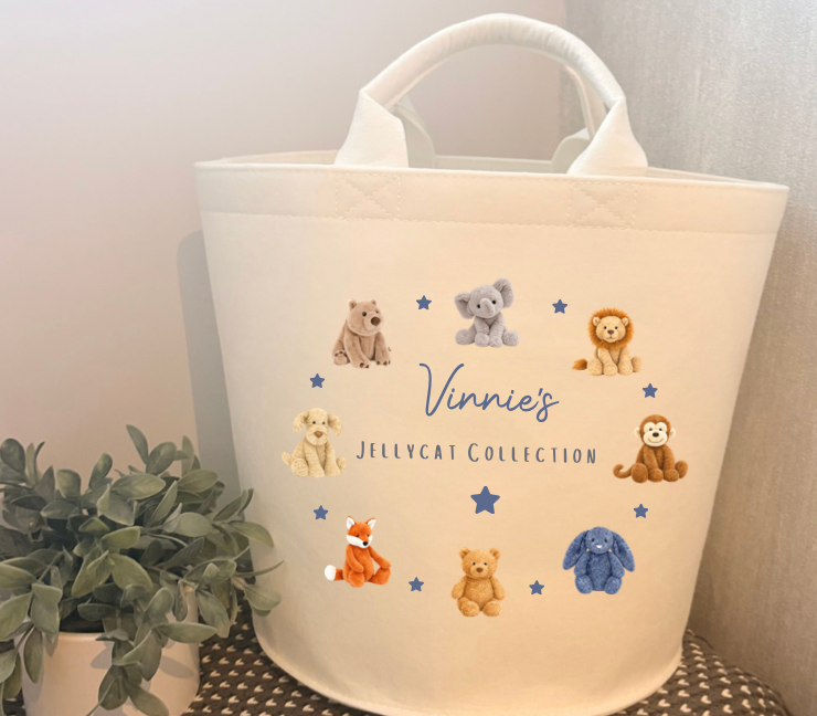 Personalised Felt Jellycat Toy Storage Basket Medium