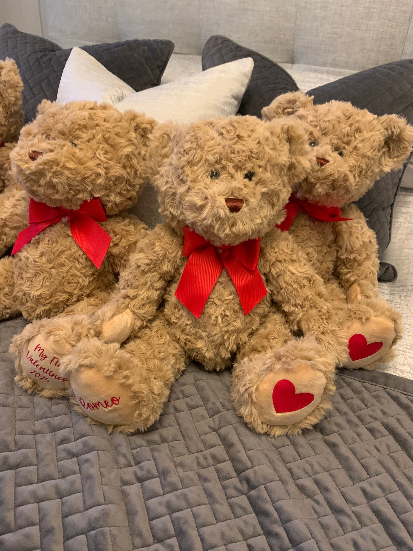 Personalised Valentines Day Brown Soft Swirl Curly Teddy Bear - Sew Shabby Chic