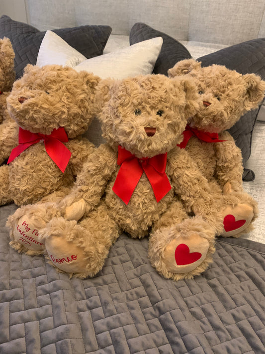 Personalised Valentines Day Brown Soft Swirl Curly Teddy Bear - Sew Shabby Chic