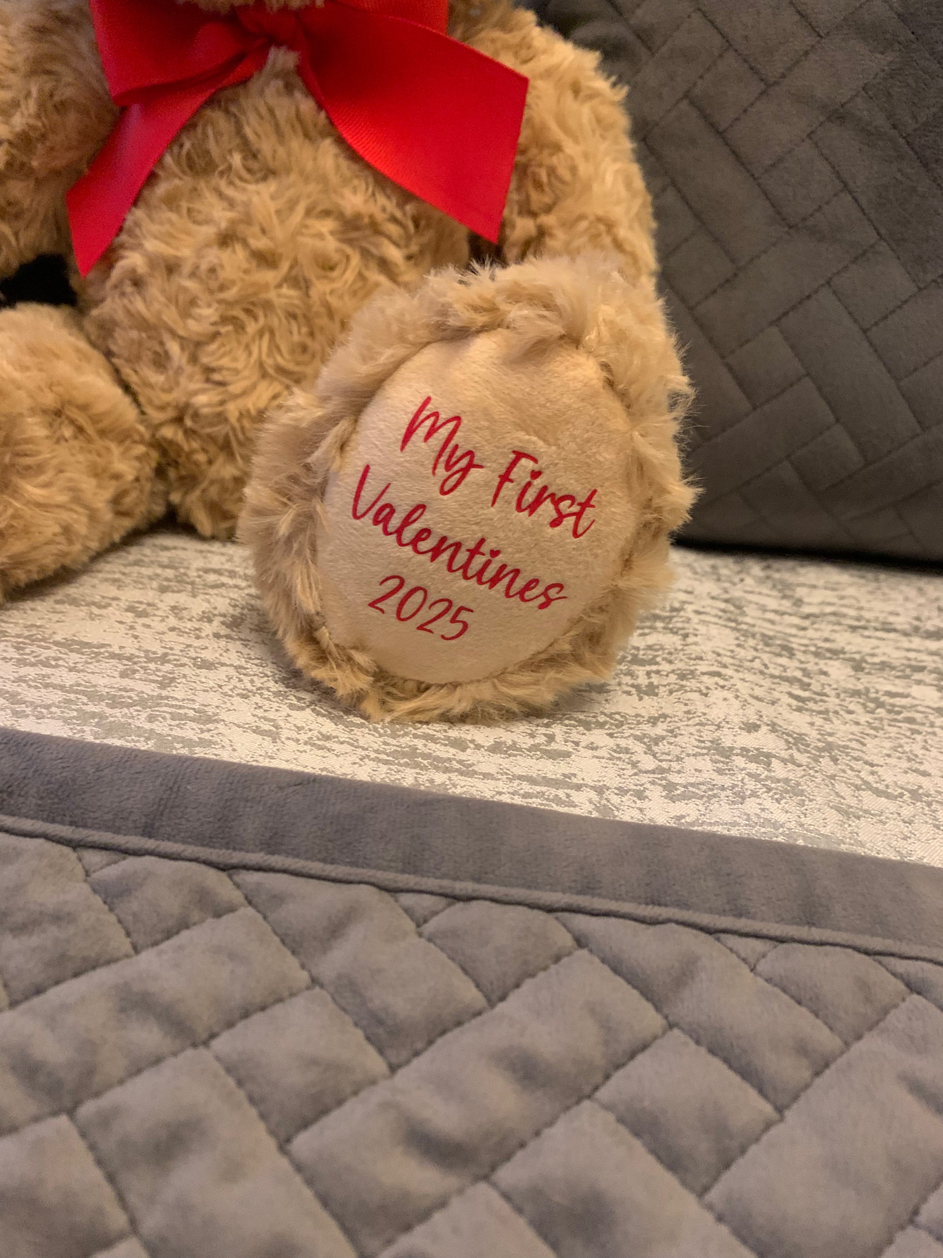 Personalised Valentines Day Brown Soft Swirl Curly Teddy Bear - Sew Shabby Chic