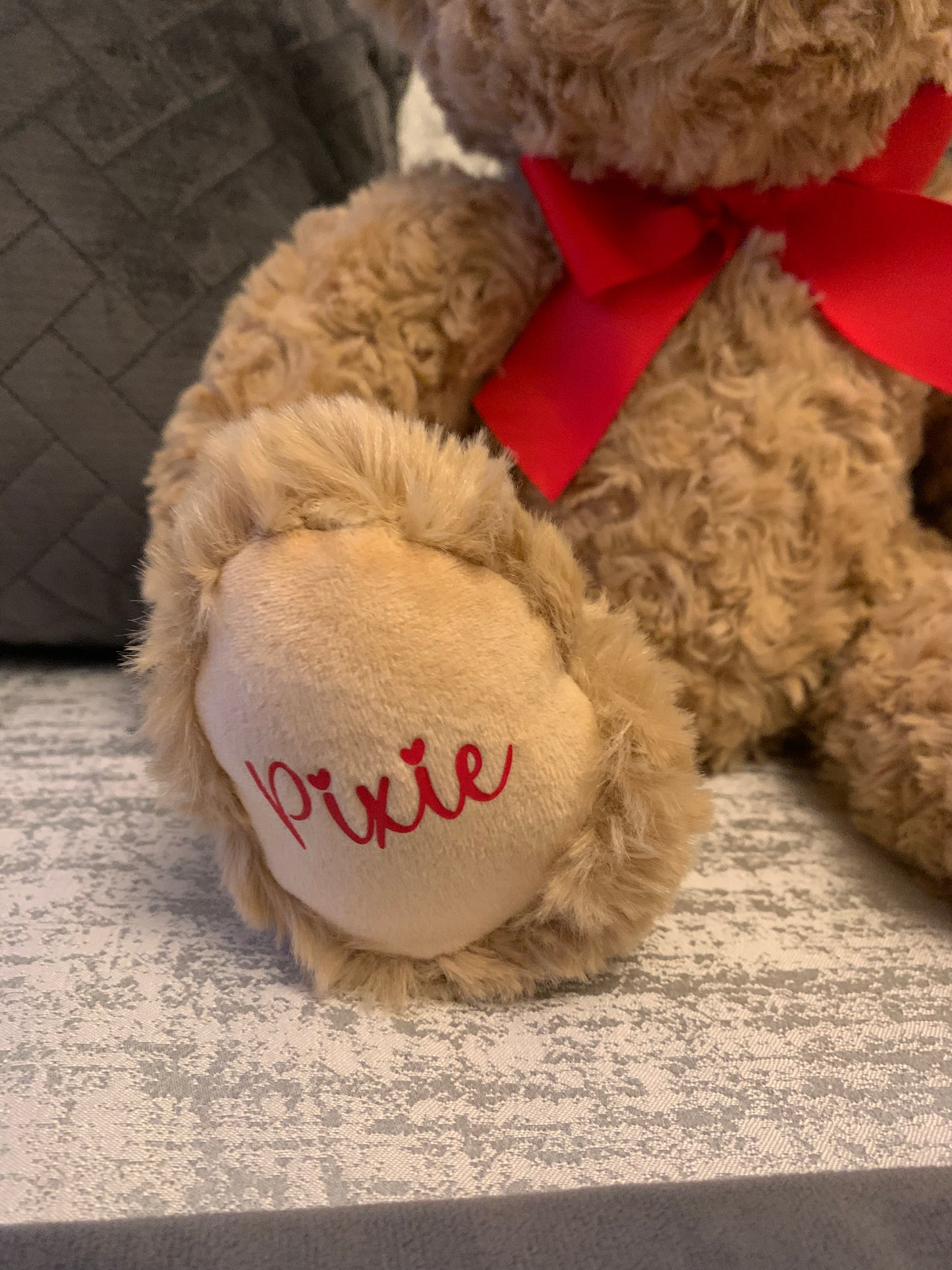 Personalised Valentines Day Brown Soft Swirl Curly Teddy Bear - Sew Shabby Chic