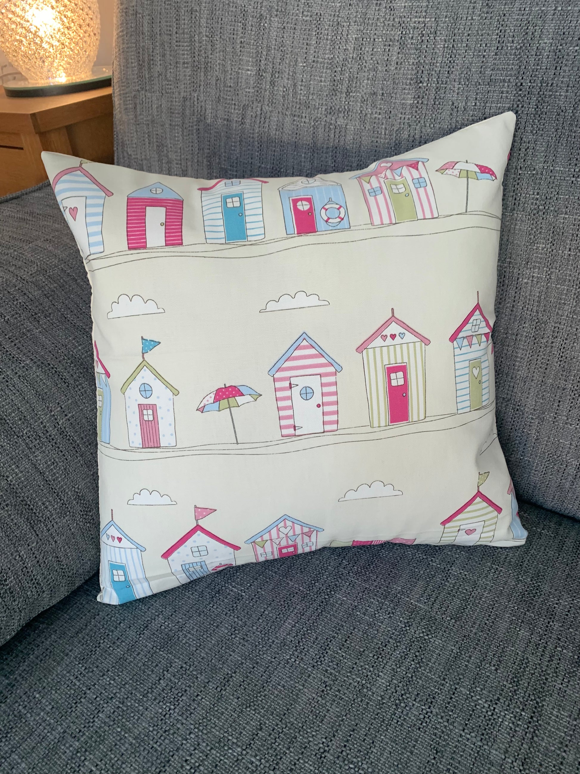 Pink Beach Huts 16" Cushion Covers - Sew Shabby Chic