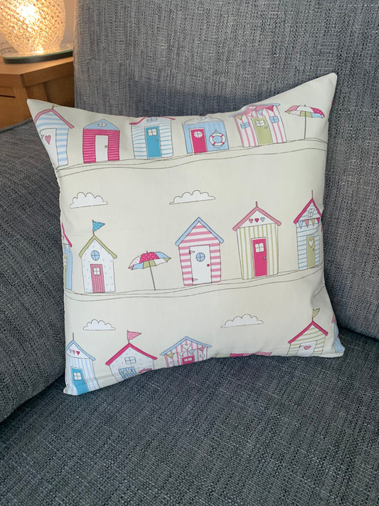 Pink Beach Huts 16" Cushion Covers - Sew Shabby Chic