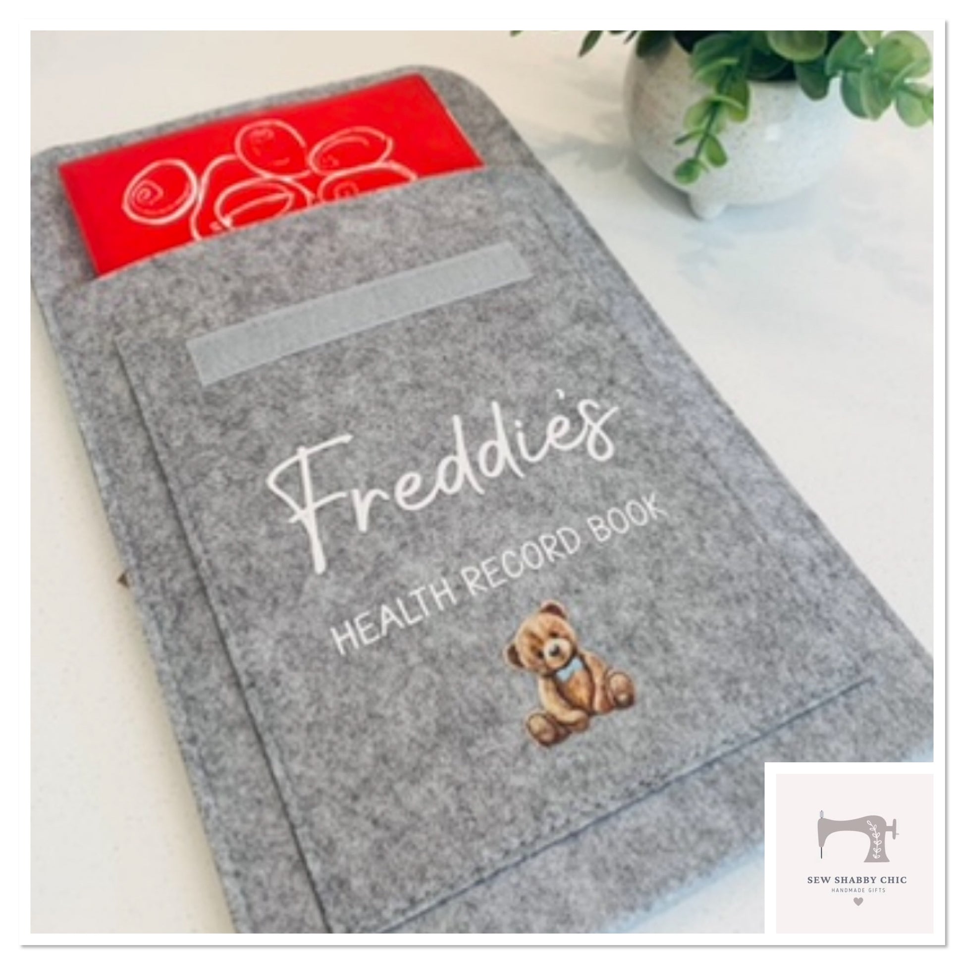 Personalised Health Record Grey Felt Wallet - Sew Shabby Chic