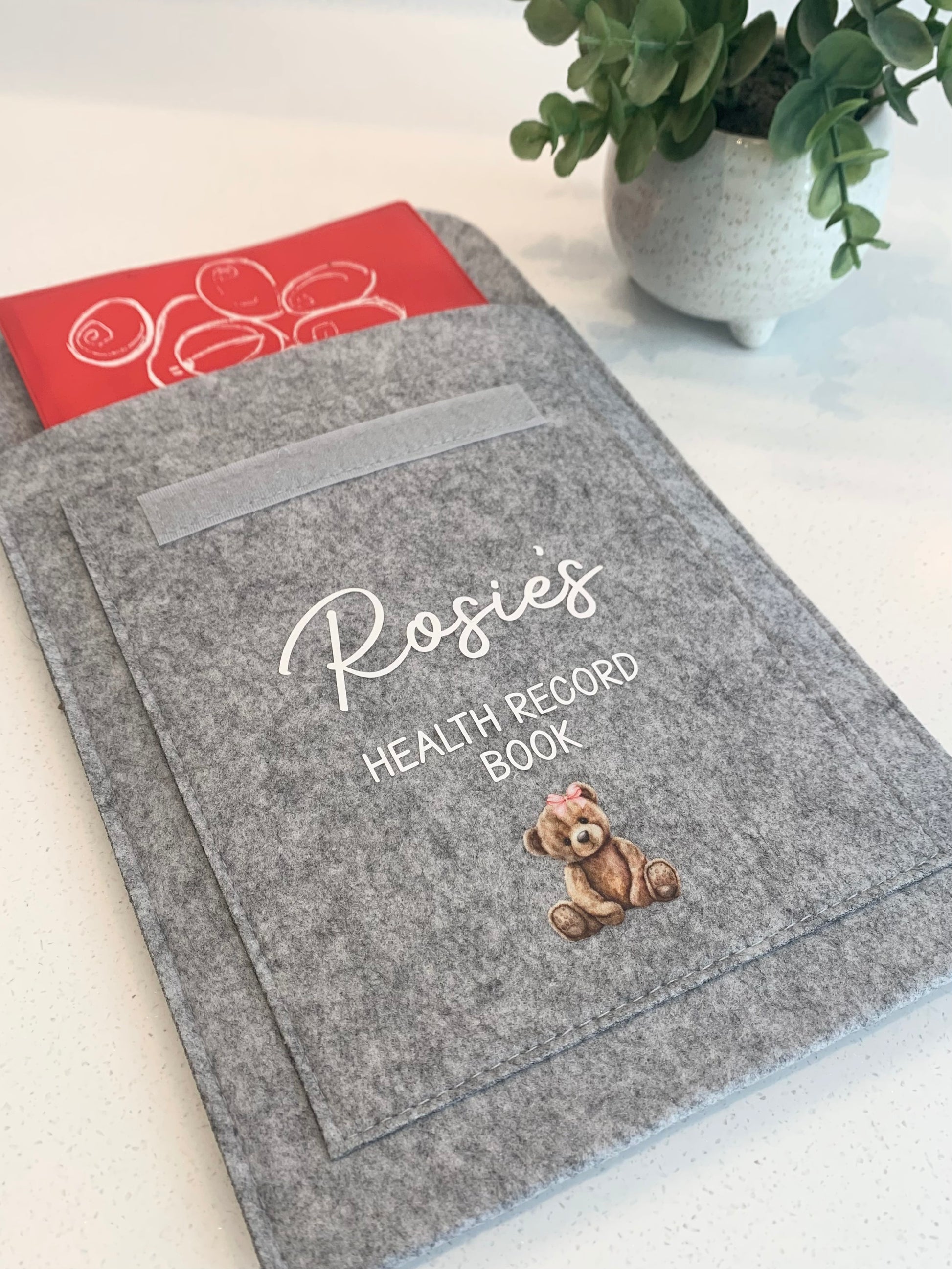Personalised Health Record Grey Felt Wallet - Sew Shabby Chic