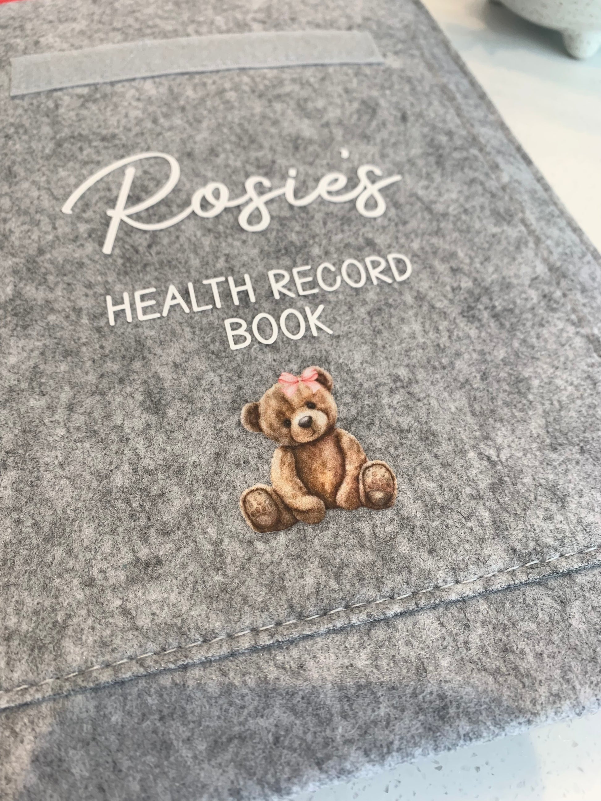 Personalised Health Record Grey Felt Wallet - Sew Shabby Chic