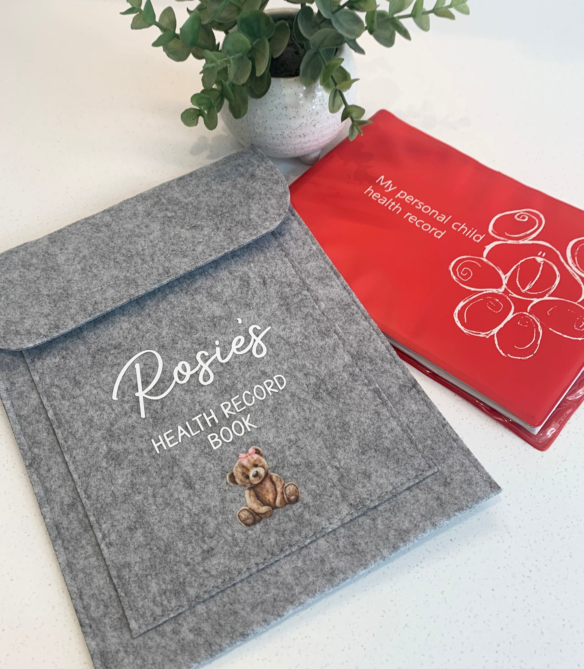 Personalised Health Record Grey Felt Wallet - Sew Shabby Chic