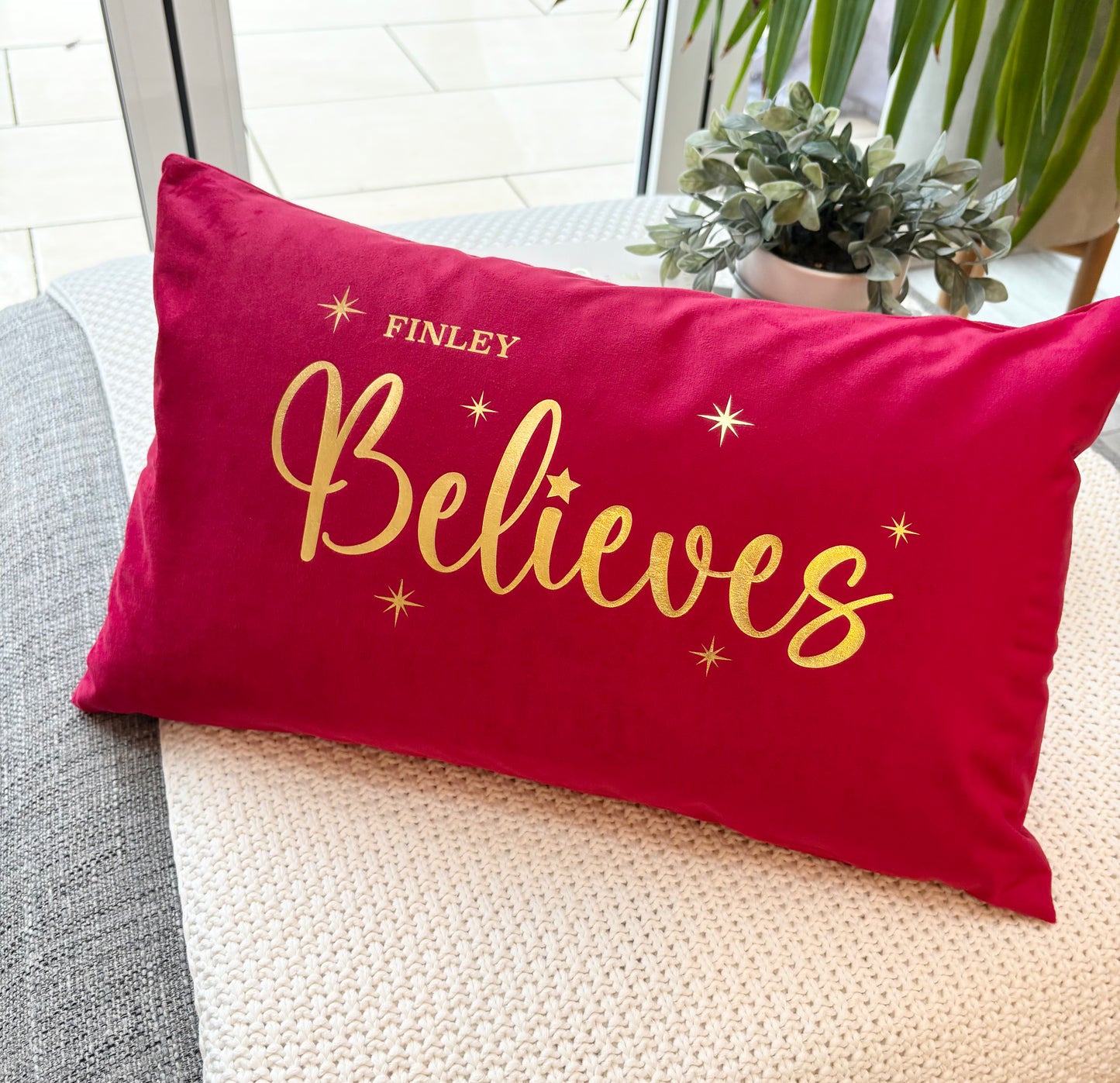 Personalised Velvet Merry Christmas Cushion Cover 30 x 50cm