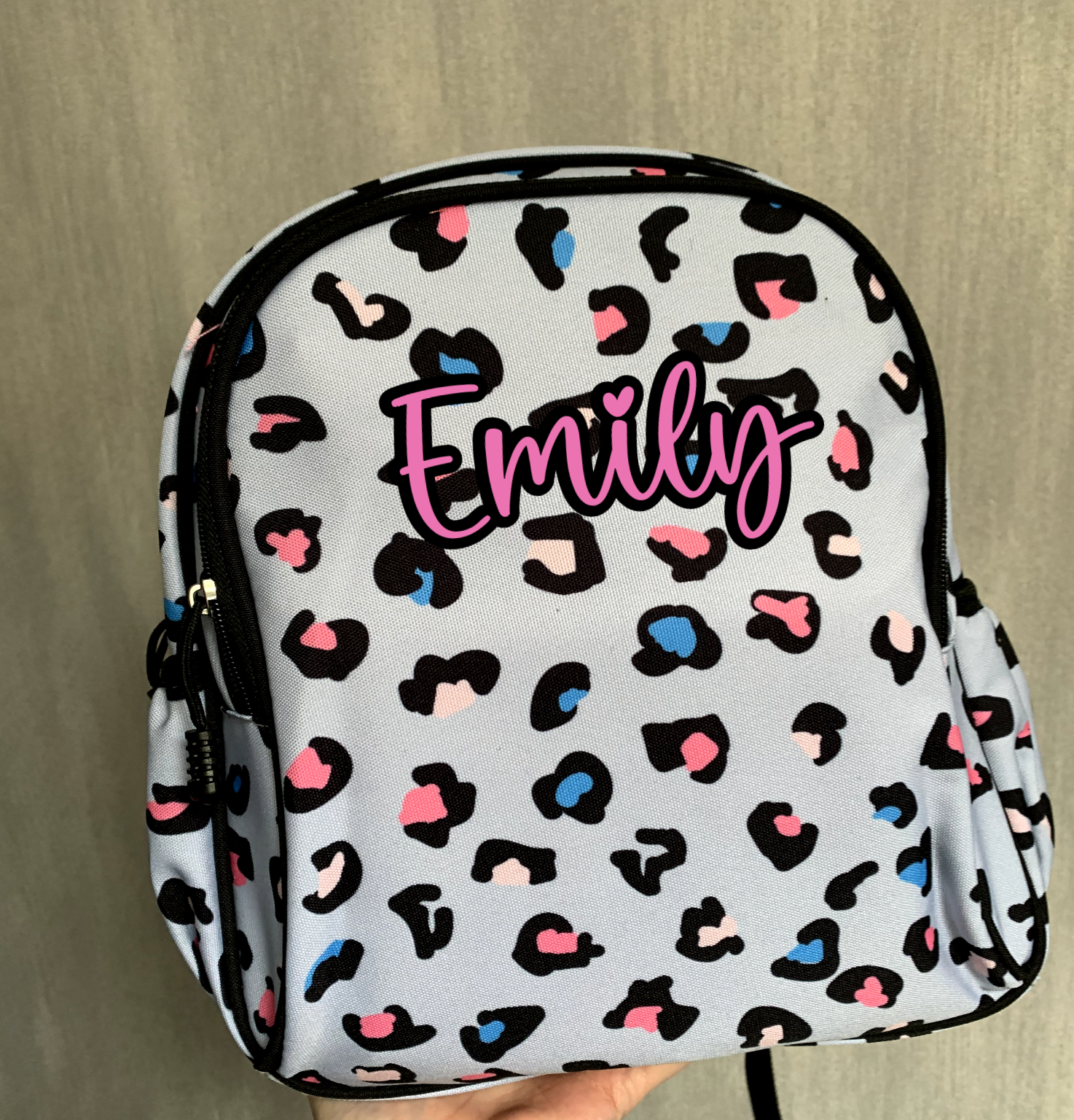 Baby Blue Leopard Print Toddler Size Nursery Backpack - Sew Shabby Chic