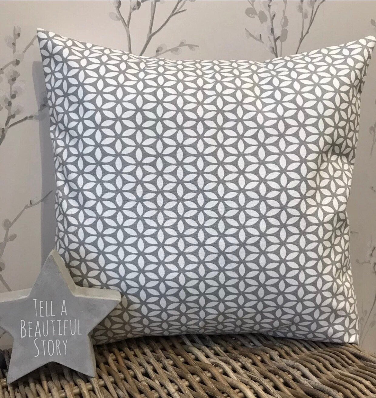 Pair 2 x Handmade 16” Dunelm Geometric Geo Modern Cushion Cover 3 Colours Grey Ochre Teal - Sew Shabby Chic
