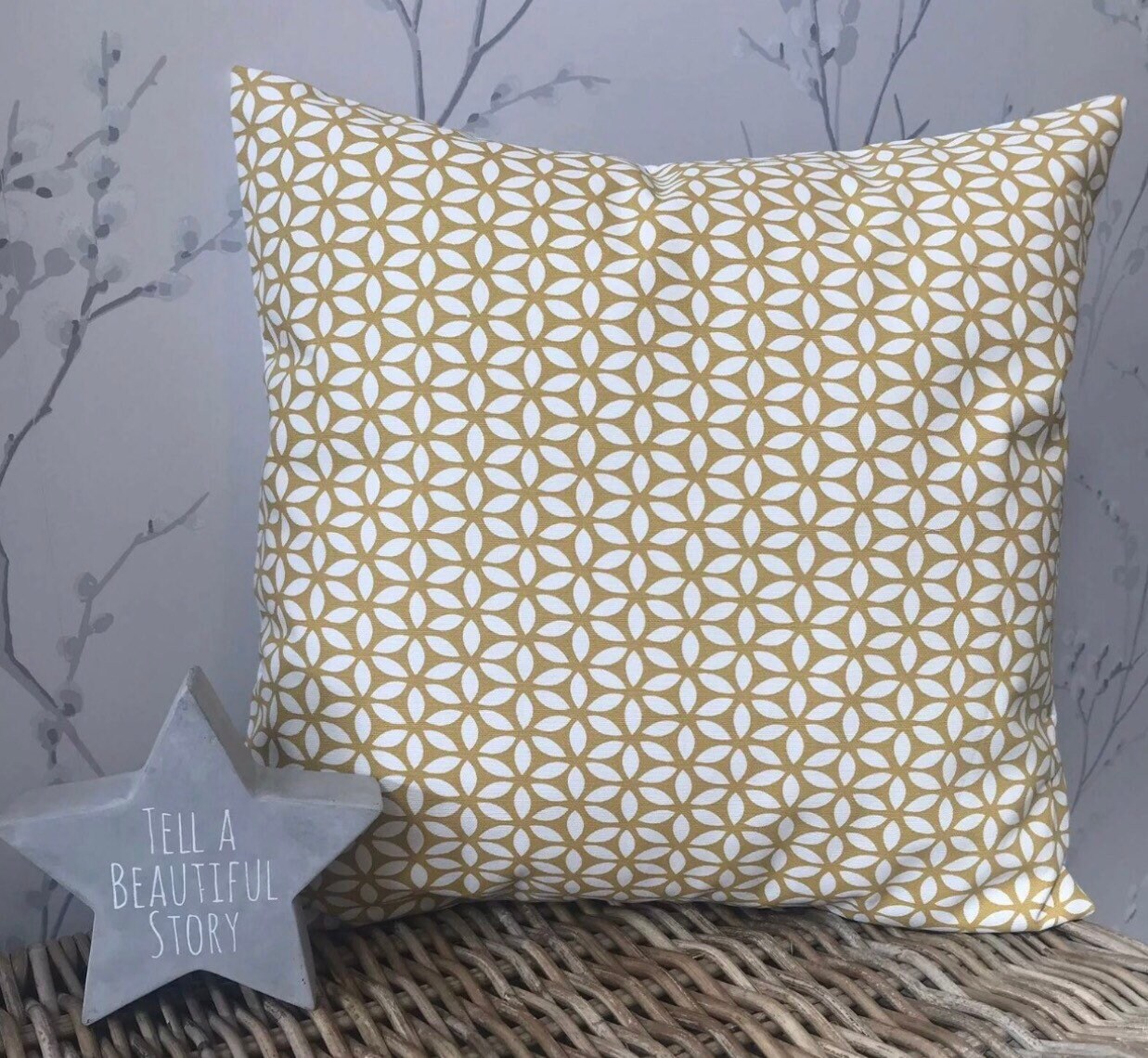 Pair 2 x Handmade 16” Dunelm Geometric Geo Modern Cushion Cover 3 Colours Grey Ochre Teal - Sew Shabby Chic