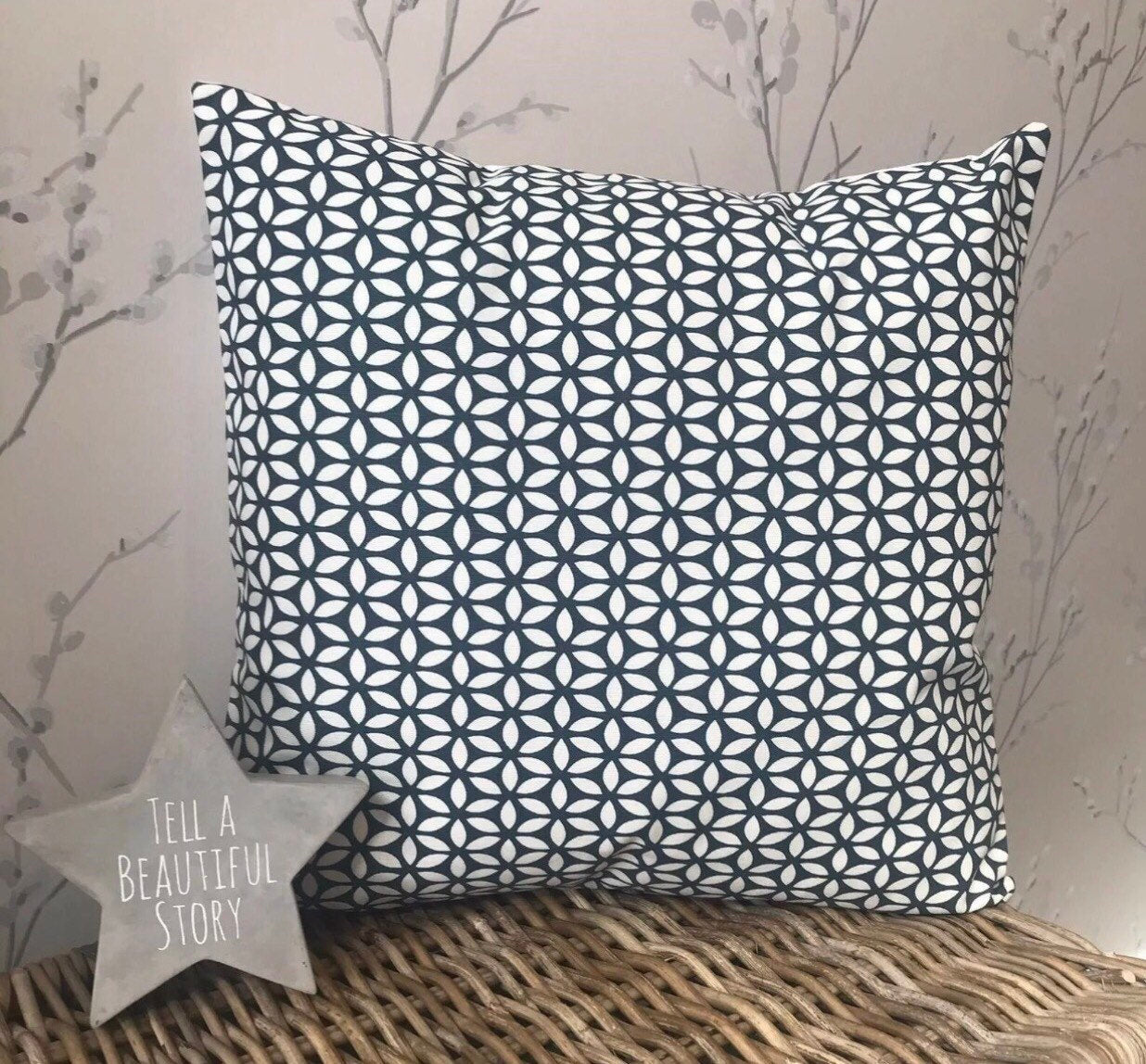 Pair 2 x Handmade 16” Dunelm Geometric Geo Modern Cushion Cover 3 Colours Grey Ochre Teal - Sew Shabby Chic
