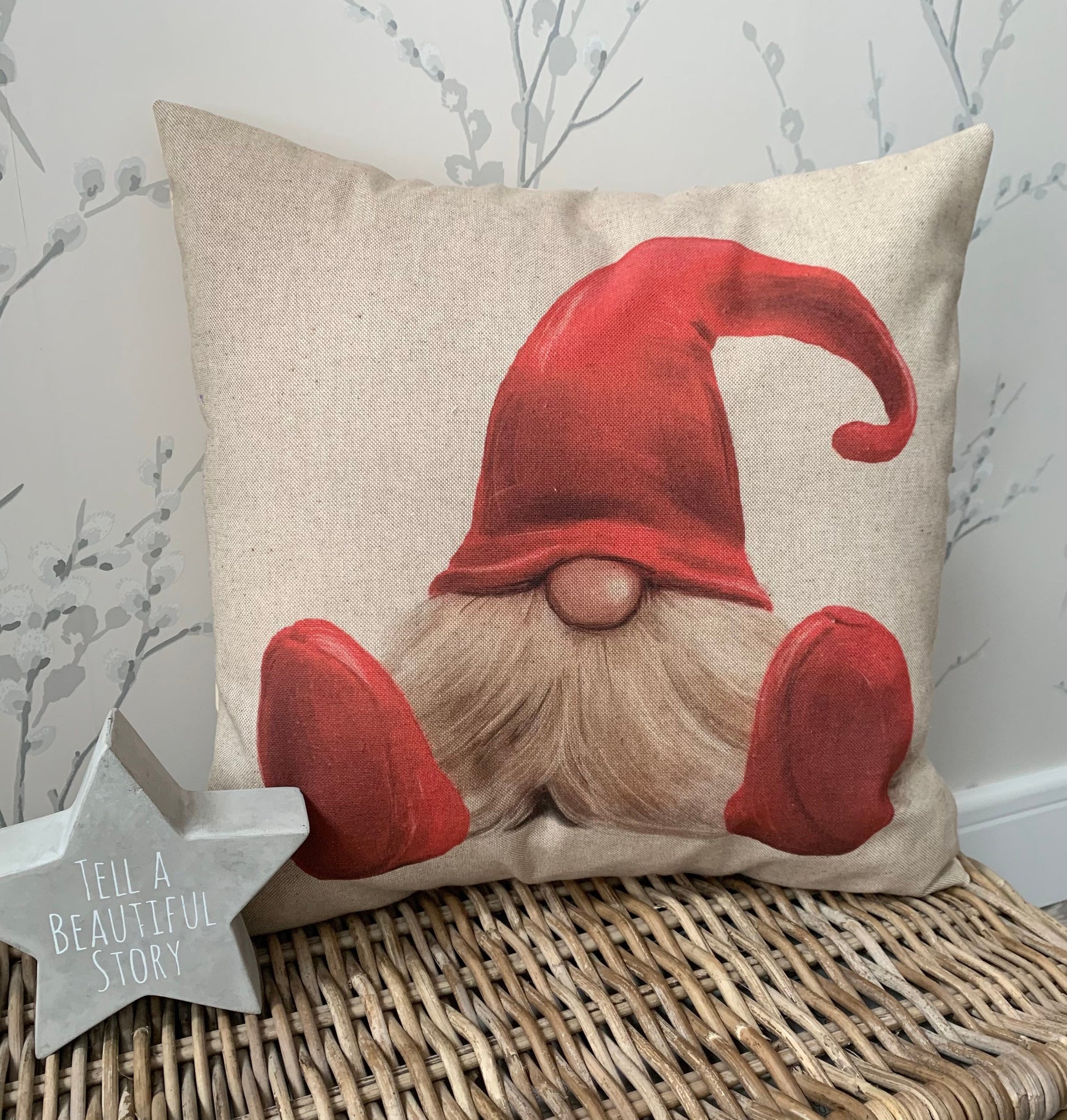 Chatham Glyn 16” Christmas Cushion Covers Country Cottage Linen Look Gingerbread Man, Snowman, Christmas Tree, Gonk - Sew Shabby Chic