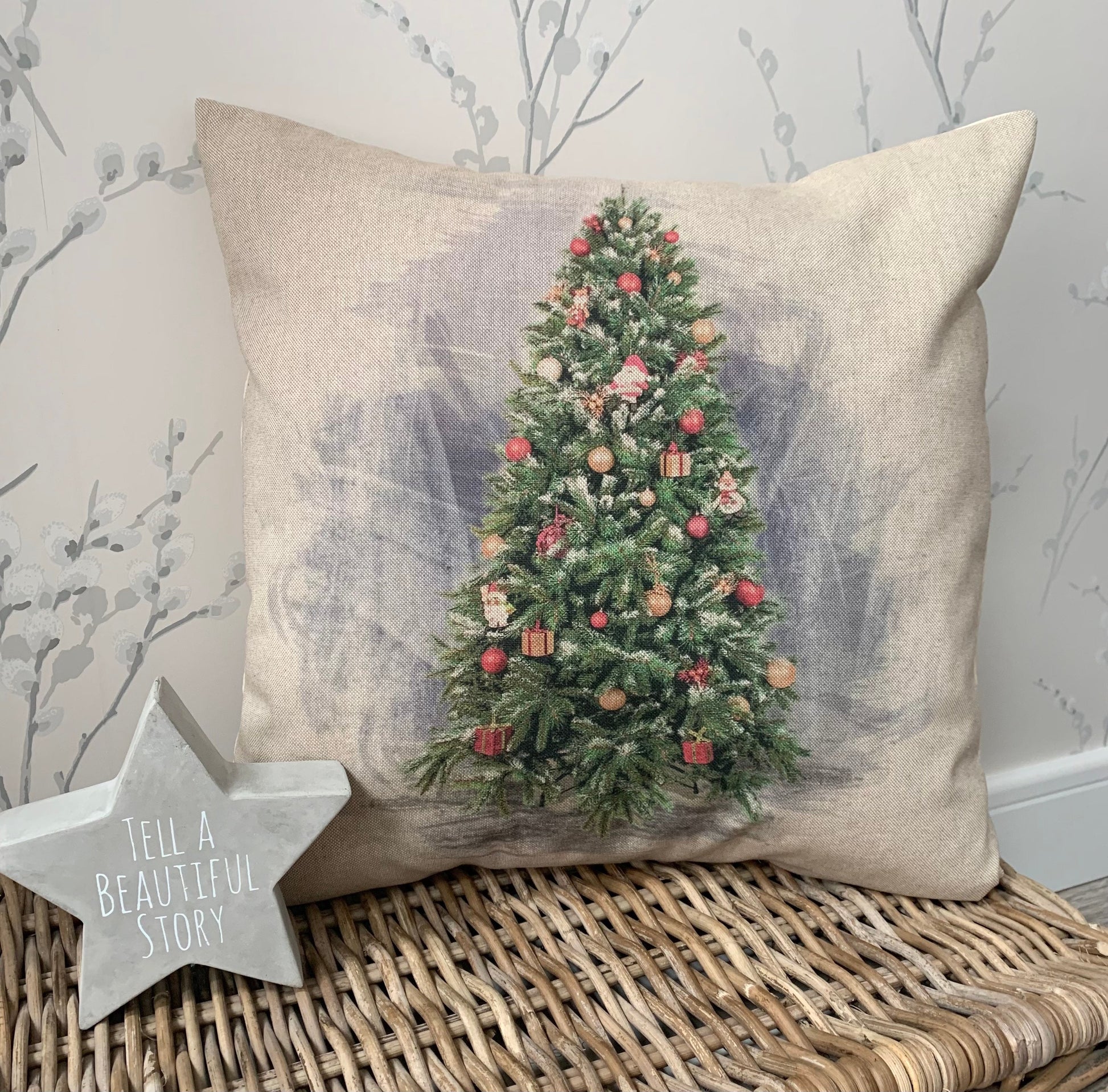 Chatham Glyn 16” Christmas Cushion Covers Country Cottage Linen Look Gingerbread Man, Snowman, Christmas Tree, Gonk - Sew Shabby Chic