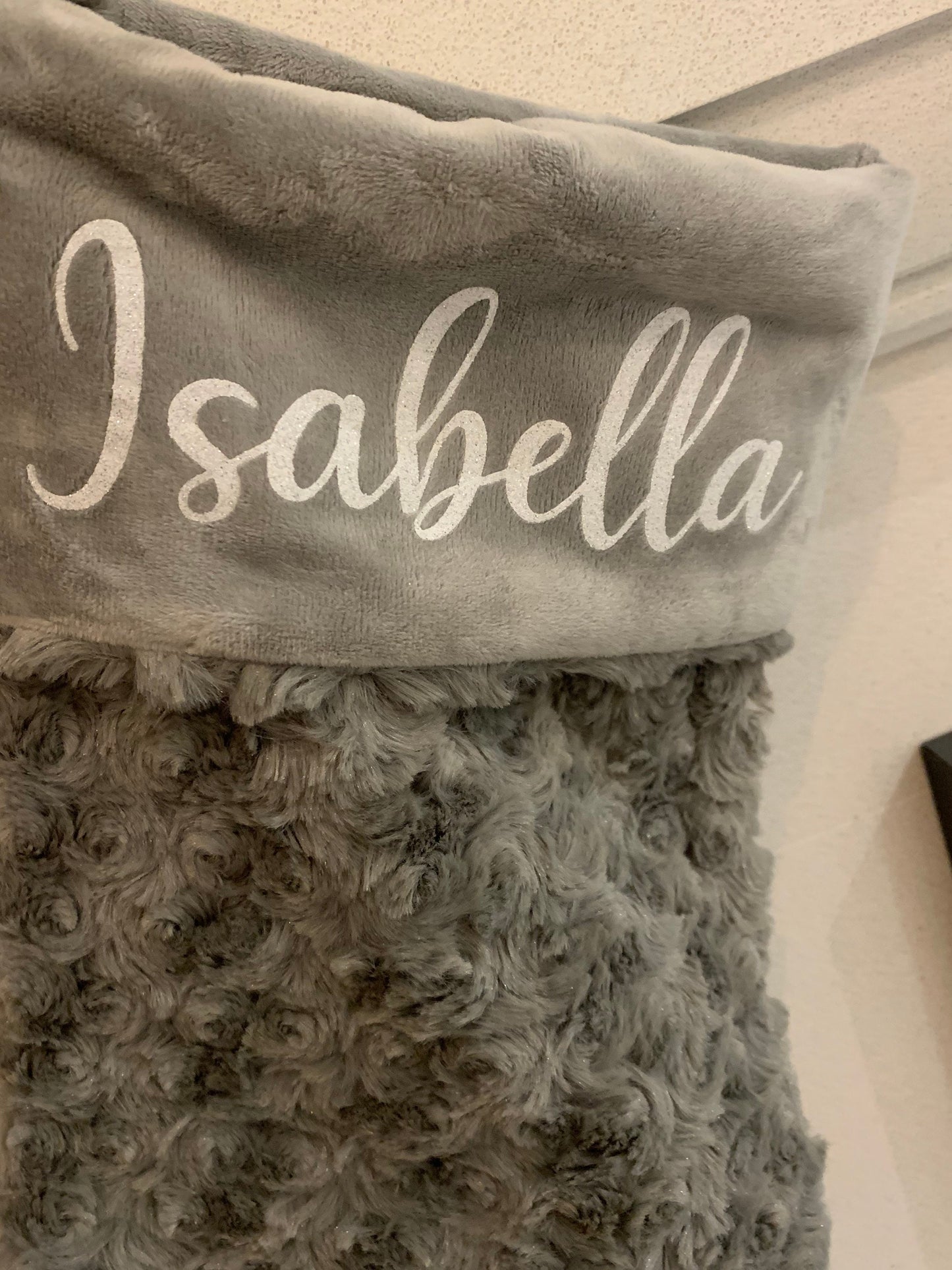 Luxury Plush Grey Soft Swirl Personalised Christmas Sack Santa Sack Christmas Stocking - Sew Shabby Chic