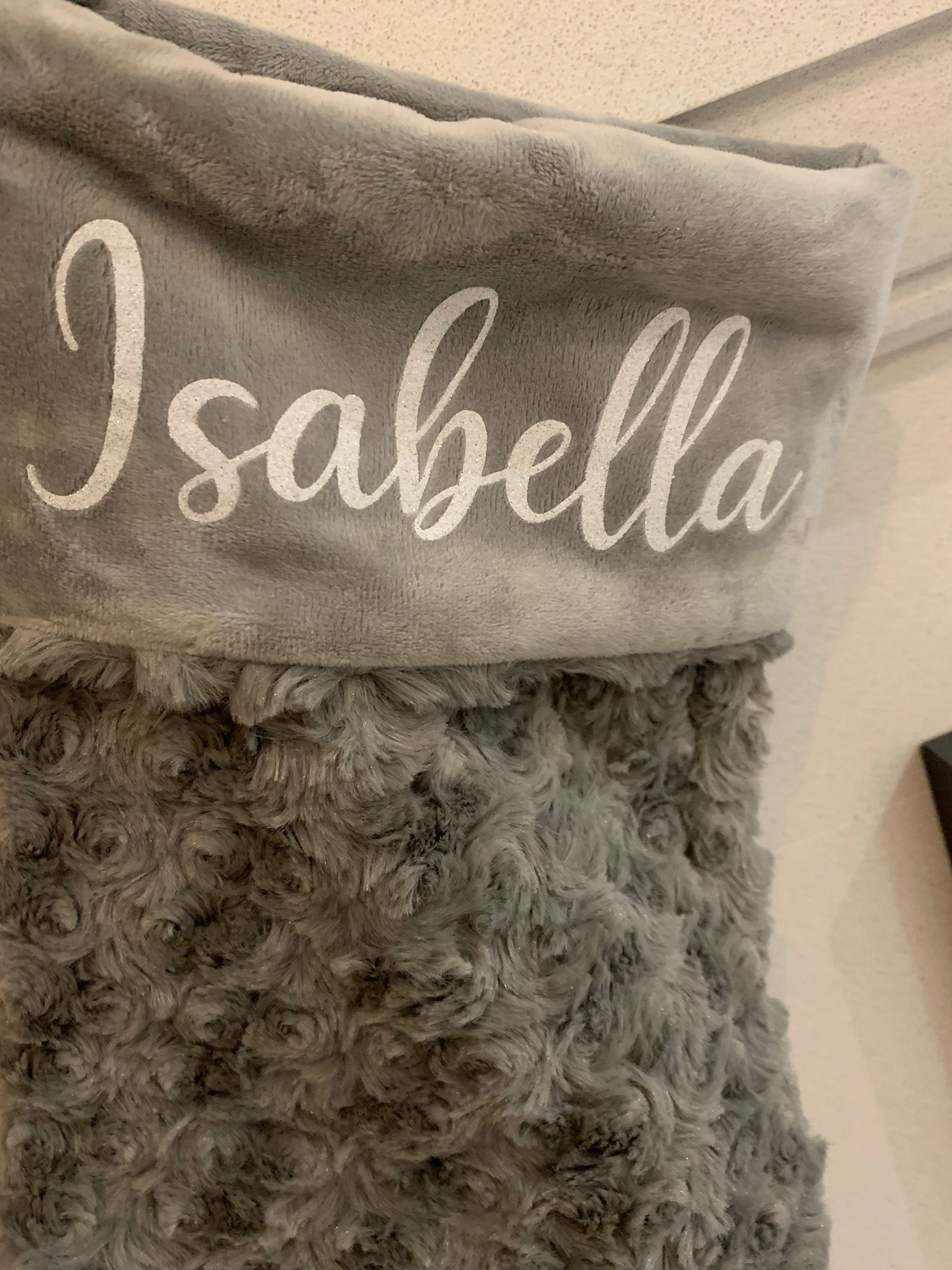 Luxury Plush Grey Soft Swirl Personalised Christmas Sack Santa Sack Presents - Sew Shabby Chic