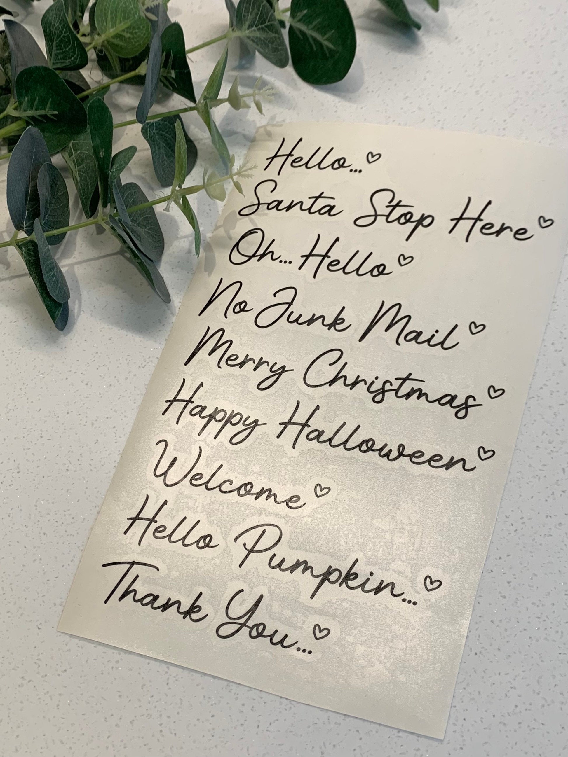 Letterbox Labels Decals Vinyl Stickers Set of 9 as pictured Christmas Halloween Everyday Hello Welcome - Sew Shabby Chic