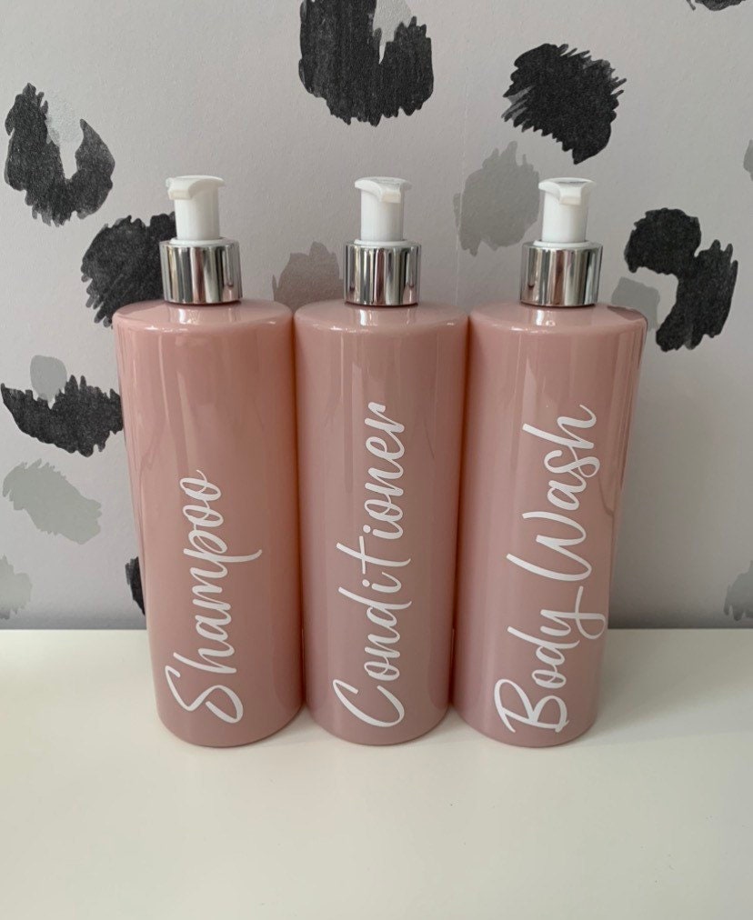 Mrs Hinch Inspired 500ml Bathroom Pump Bottles Dispensers Grey White Beige Pink - Sew Shabby Chic