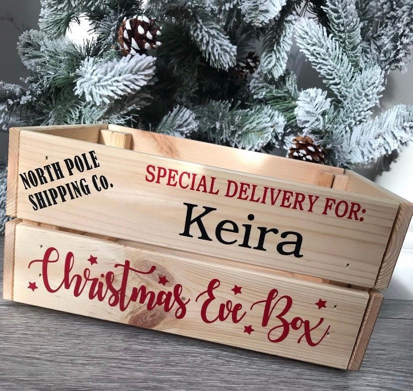 Personalised Wooden Christmas Eve Crate - Sew Shabby Chic