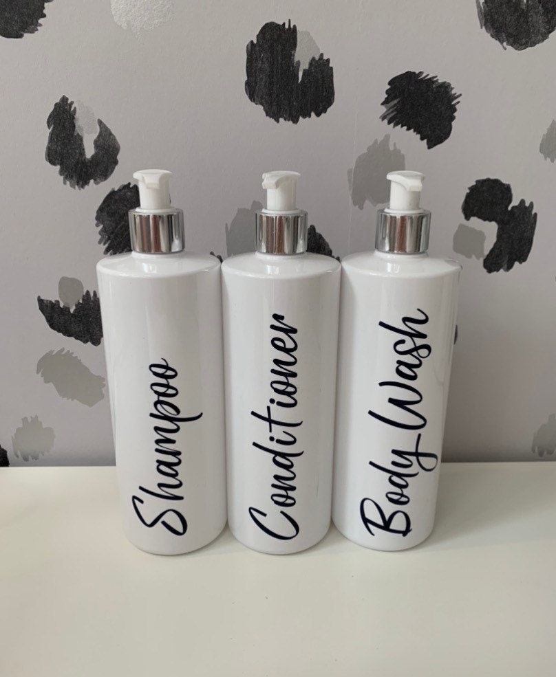 Mrs Hinch Inspired 500ml Bathroom Pump Bottles Dispensers Grey White Beige Pink - Sew Shabby Chic