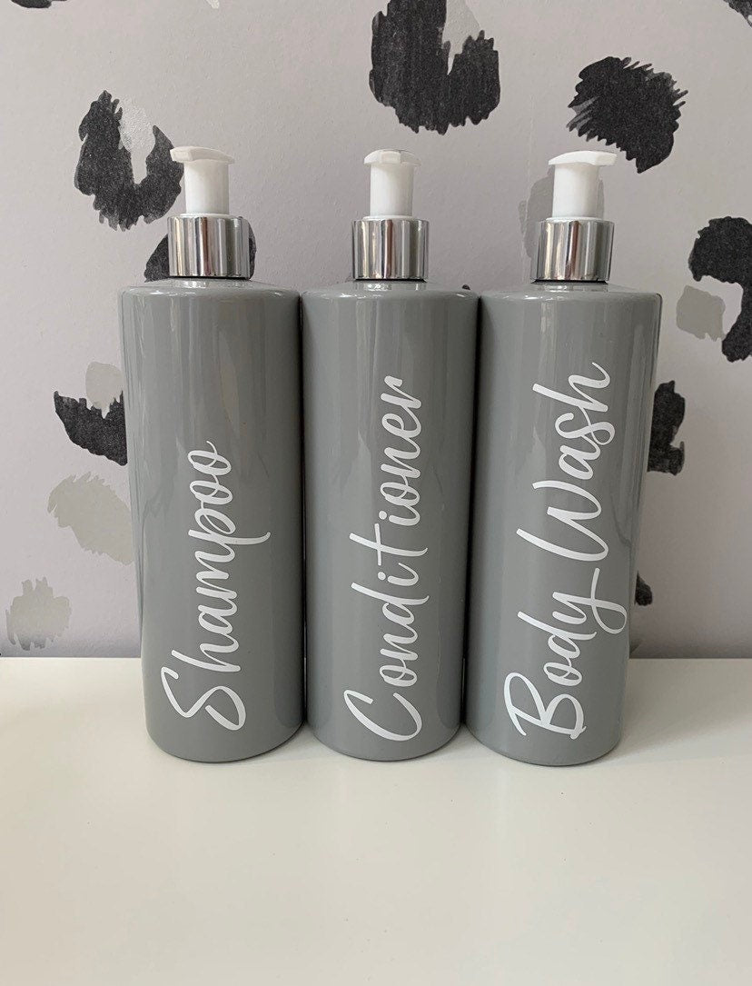 Mrs Hinch Inspired 500ml Bathroom Pump Bottles Dispensers Grey White Beige Pink - Sew Shabby Chic