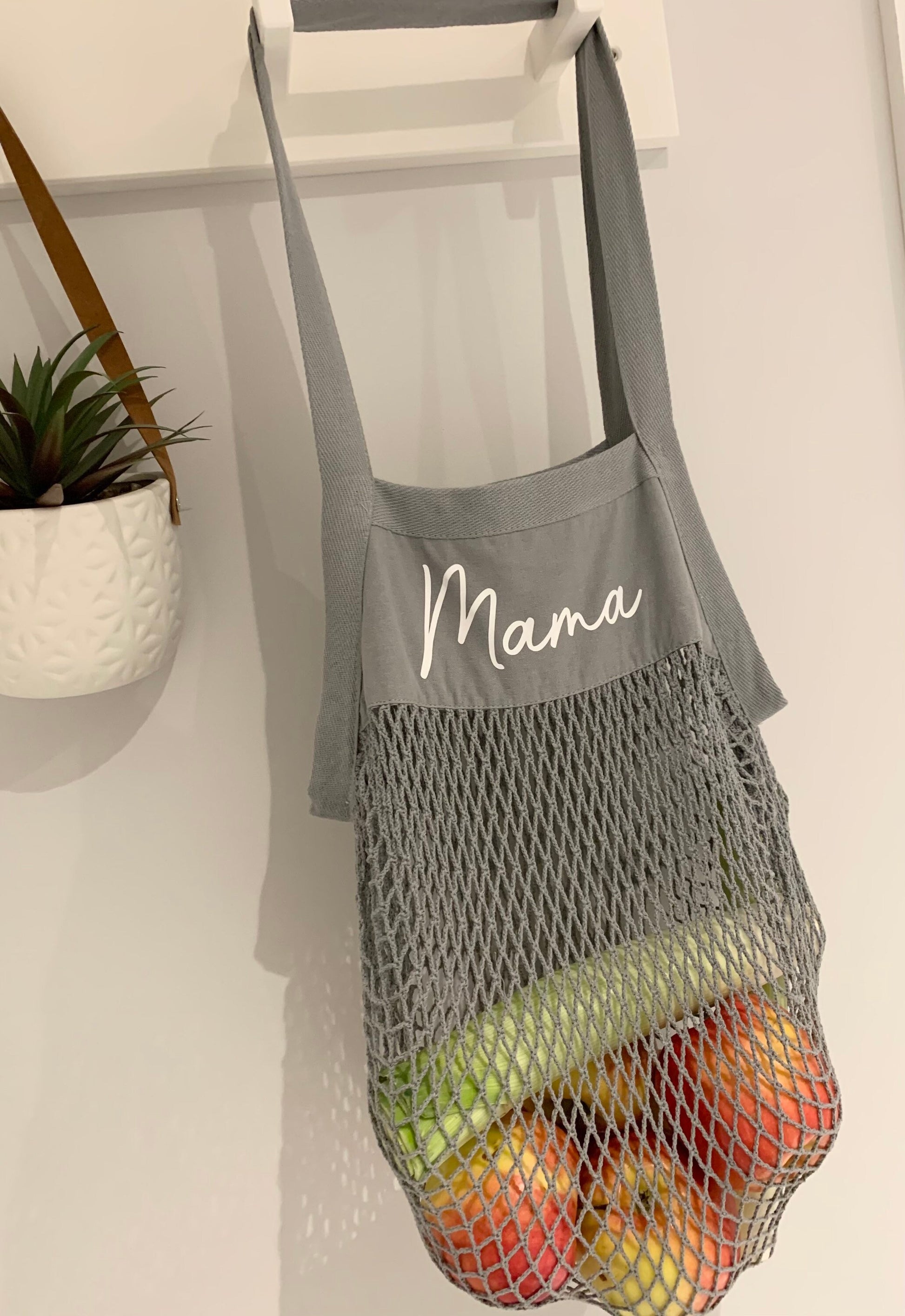 Personalised Organic Mama Bag Grocery Bag String Bag Tote Bag Mother’s Day Nanny Gift Shopping Bag Eco Friendly Reusable Bag - Sew Shabby Chic
