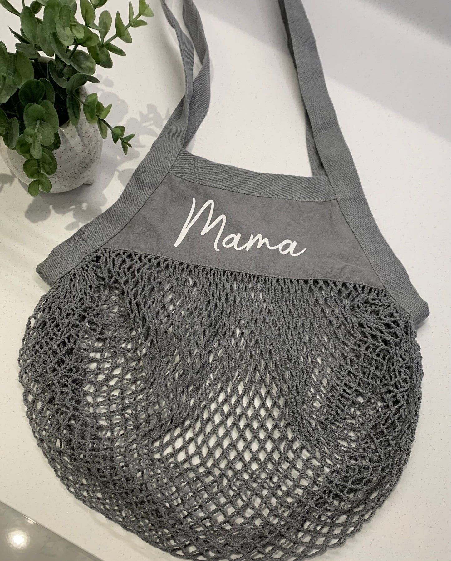 Personalised Organic Mama Bag Grocery Bag String Bag Tote Bag Mother’s Day Nanny Gift Shopping Bag Eco Friendly Reusable Bag - Sew Shabby Chic