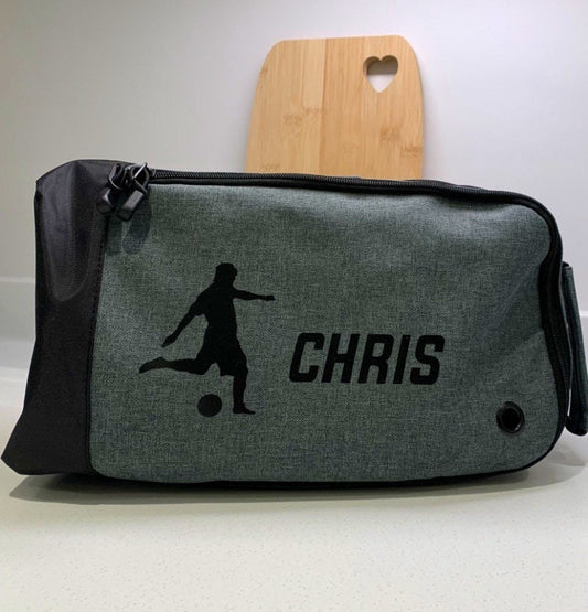 Personalised Grey Boot Bag Footie Boots Rugby Boots Football Boot Bag - Sew Shabby Chic