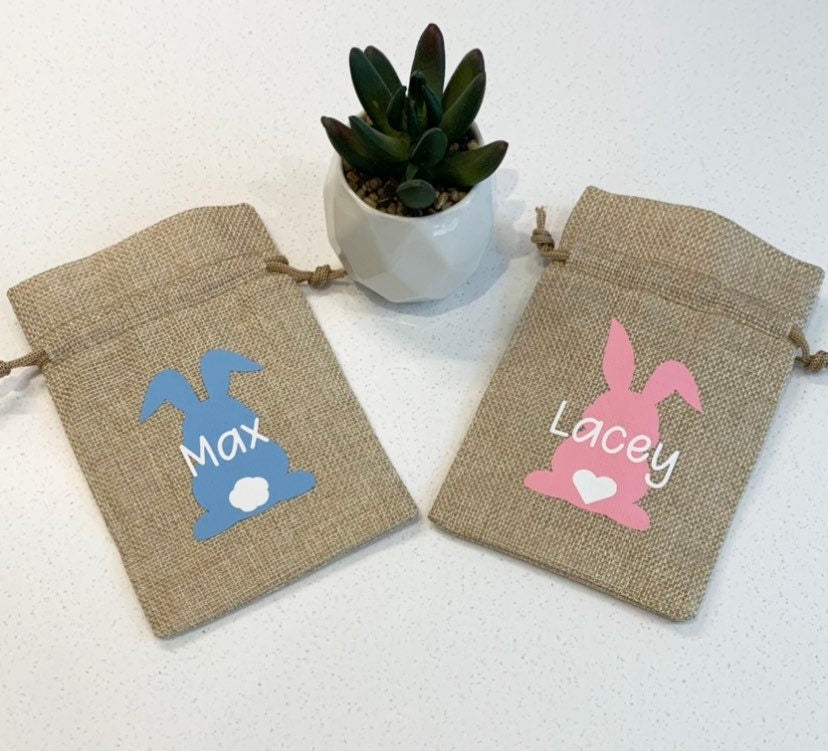Mini Easter Treat Jute Bag Personalised Gift Easter Holidays Easter Basket Hamper Present Hessian - Sew Shabby Chic