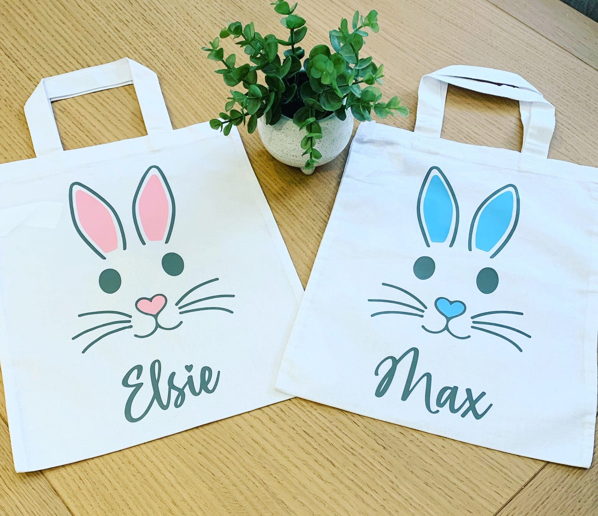 Personalised Easter Egg Hunt Cotton Tote Bags Eco Friendly Reusable Boy or Girl Gift Bunny Bags Easter Bags Easter Gift - Sew Shabby Chic