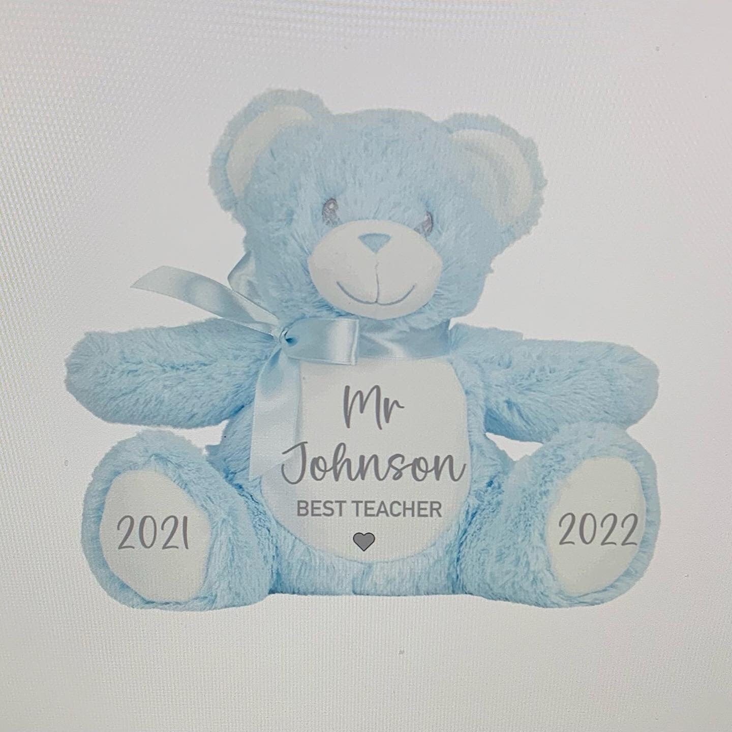 Personalised Teacher Teddy Bear Plush Soft Toy Gift Teacher Gift End of Term Gift - Sew Shabby Chic