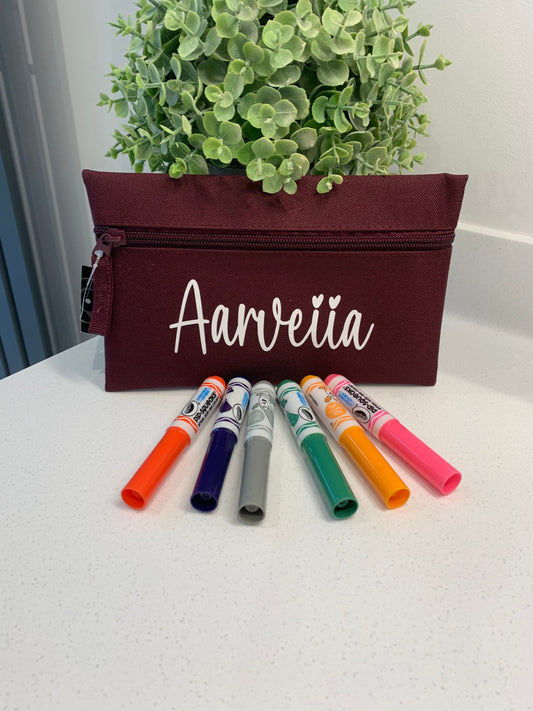 Personalised Pencil Case Flat Pencil Case Zip Pouch School Stuff Back to School Gift - Sew Shabby Chic