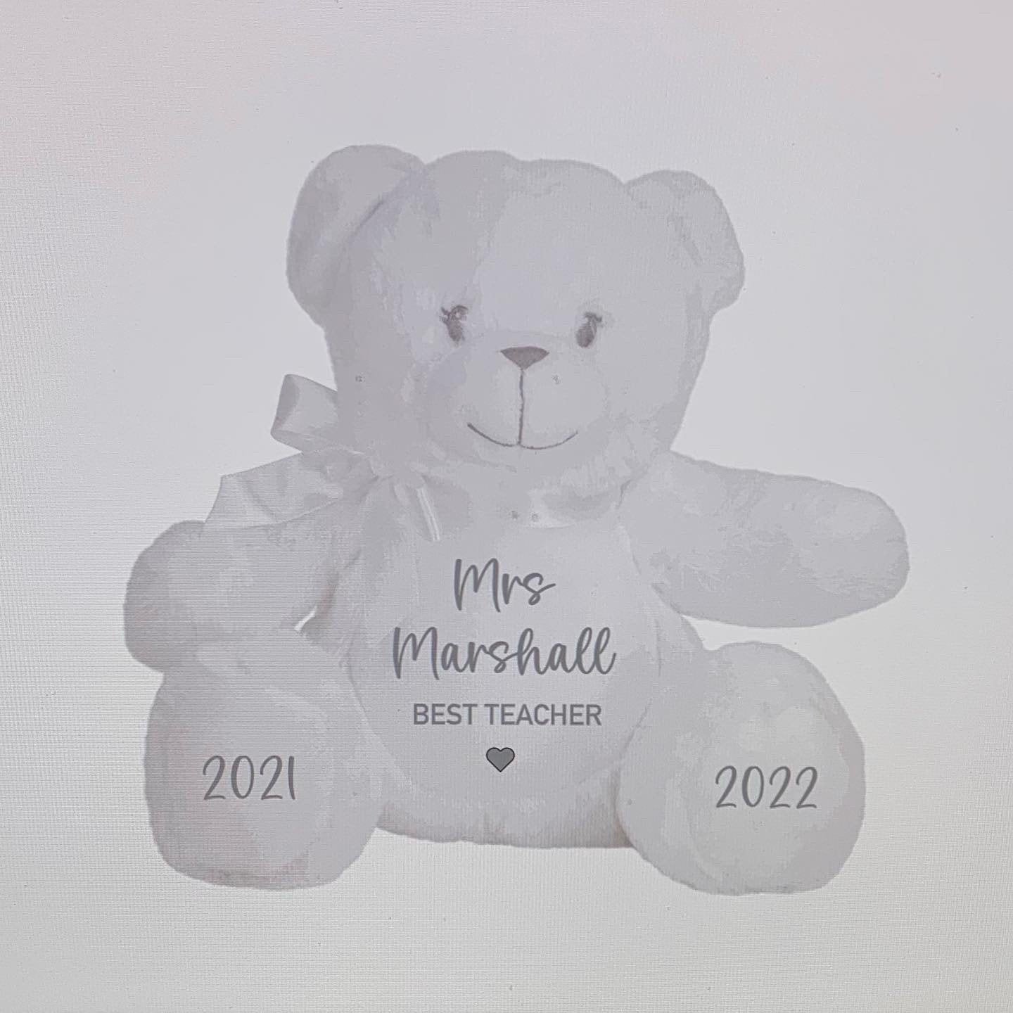 Personalised Teacher Teddy Bear Plush Soft Toy Gift Teacher Gift End of Term Gift - Sew Shabby Chic