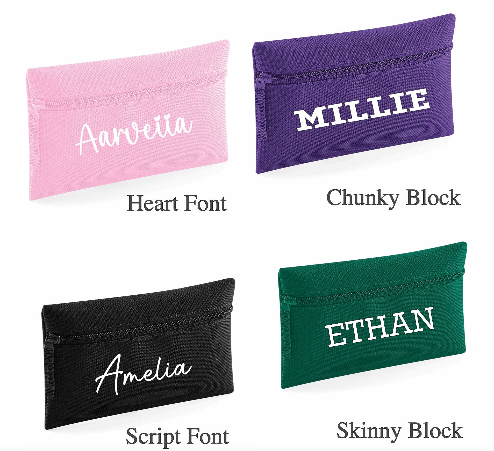 Personalised Pencil Case Flat Pencil Case Zip Pouch School Stuff Back to School Gift - Sew Shabby Chic