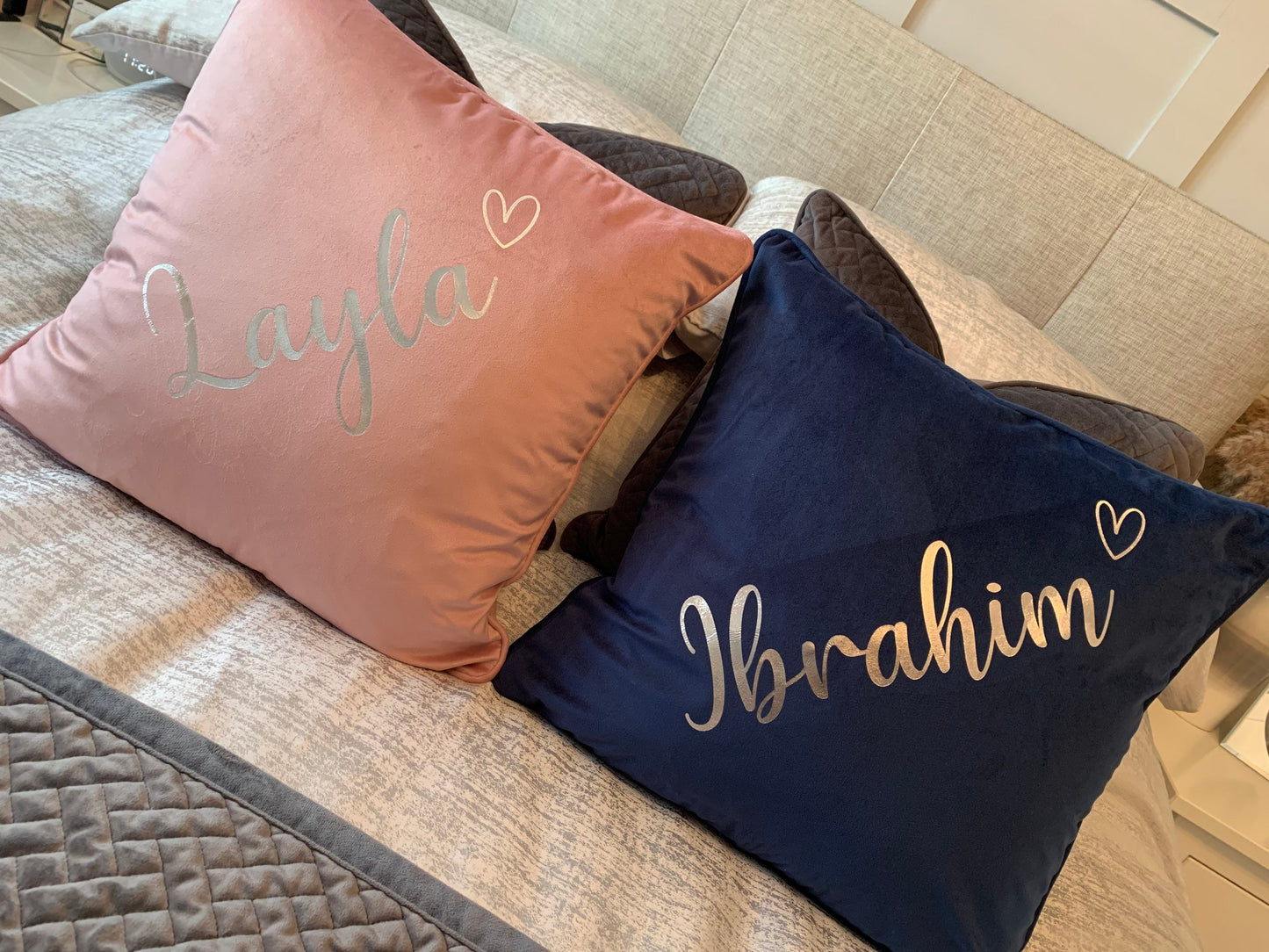 Personalised Blush Pink Velvet Cushion Cover Girls Gift Christening Birthday - Sew Shabby Chic