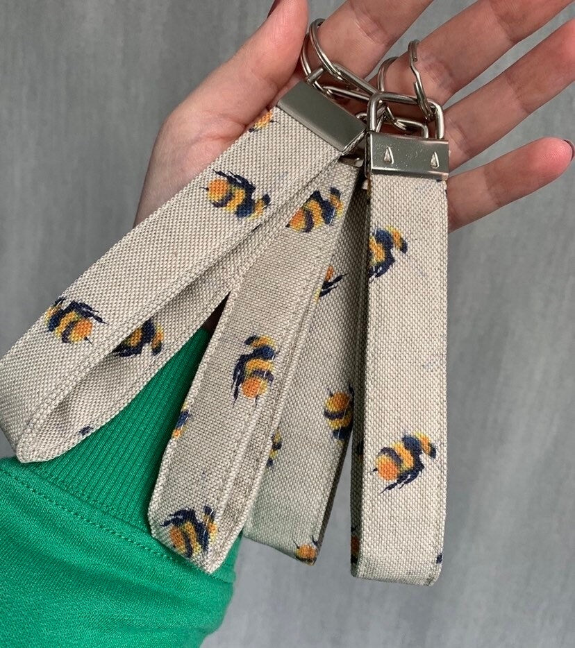 Bumblebee Bee Keyring Wristlet Keyfob Keychain Work Keys House Keys Car Keys Bee Gift Teacher Gift - Sew Shabby Chic