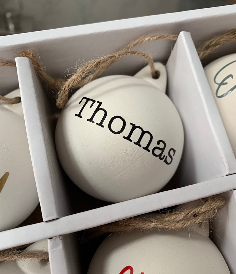 Personalised Ceramic Bauble Tree Decoration Christmas Gift Christmas Decorations - Sew Shabby Chic
