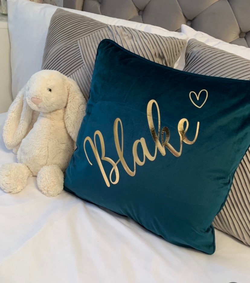 Personalised Blush Pink Velvet Cushion Cover Girls Gift Christening Birthday - Sew Shabby Chic