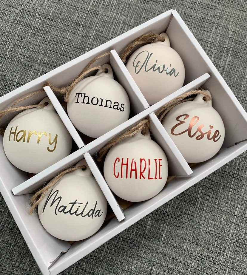 Personalised Ceramic Bauble Tree Decoration Christmas Gift Christmas Decorations - Sew Shabby Chic