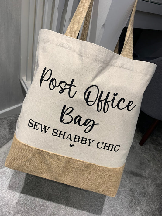Personalised Post Office Bag, Mail Bag, Jute Tote Bag, Small Business Post, Post Office Run, Small Business - Sew Shabby Chic
