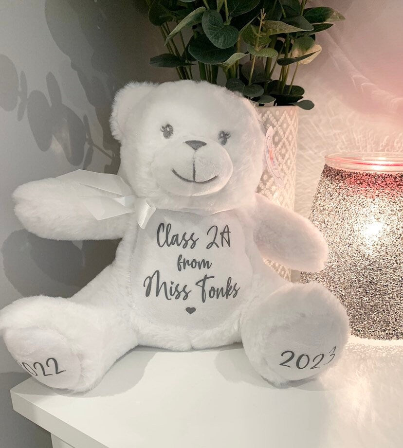 Personalised Teacher Teddy Bear Plush Soft Toy Gift Teacher Gift End of Term Gift - Sew Shabby Chic