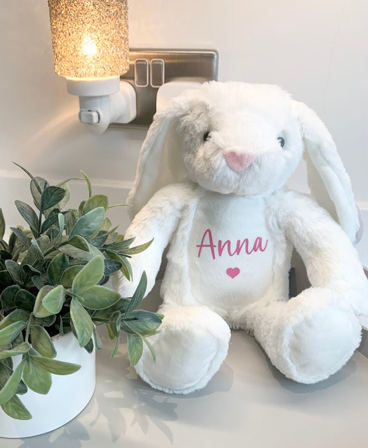 Personalised Bunny Soft Toy Birthday Gift, First Easter Gift, Plush Rabbit, New Baby, Baby Shower, Baby Girl, Baby Boy - Sew Shabby Chic