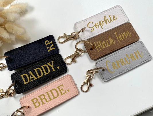 Boutique Personalised Leather Look Keyring, Keychain, Work Keys, House Keys, Car Keys, Teacher Gift MORE COLOURS AVAILABLE - Sew Shabby Chic