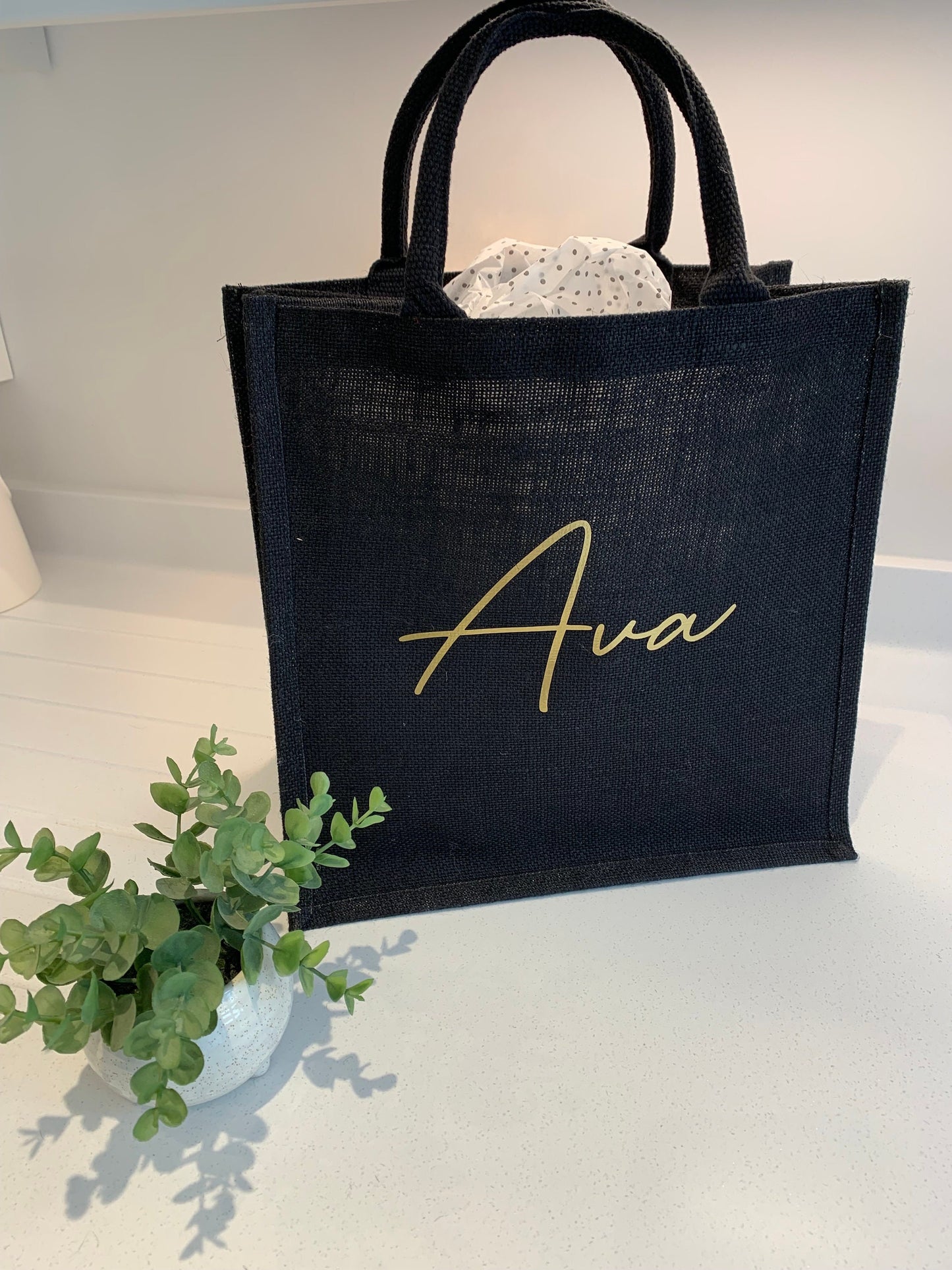 Personalised Jute Tote Gift Bag - Sew Shabby Chic