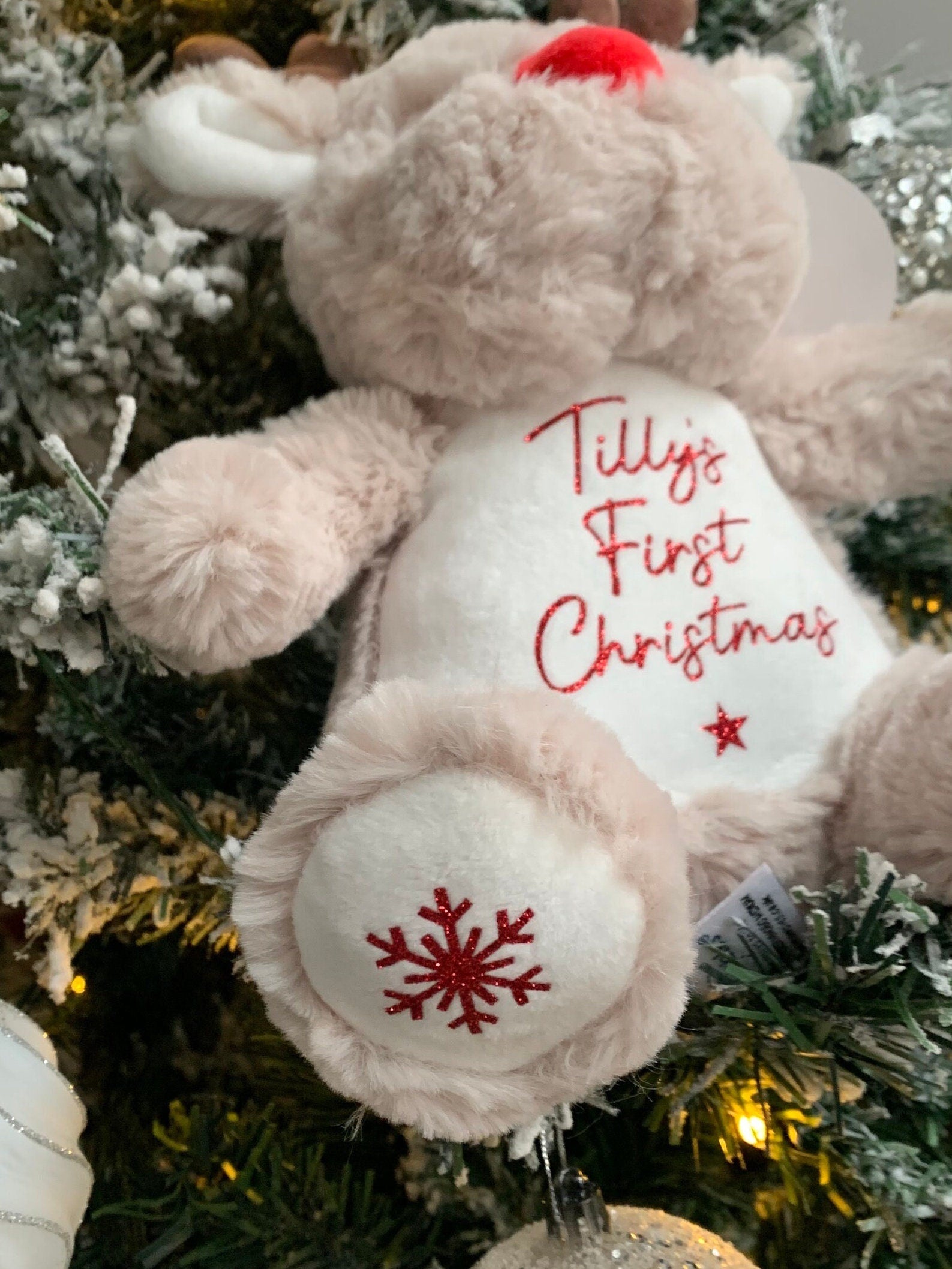 Personalised Reindeer Plush Soft Toy Gift My First Christmas Kids Gift Christmas Eve Box Christmas Gift - Sew Shabby Chic