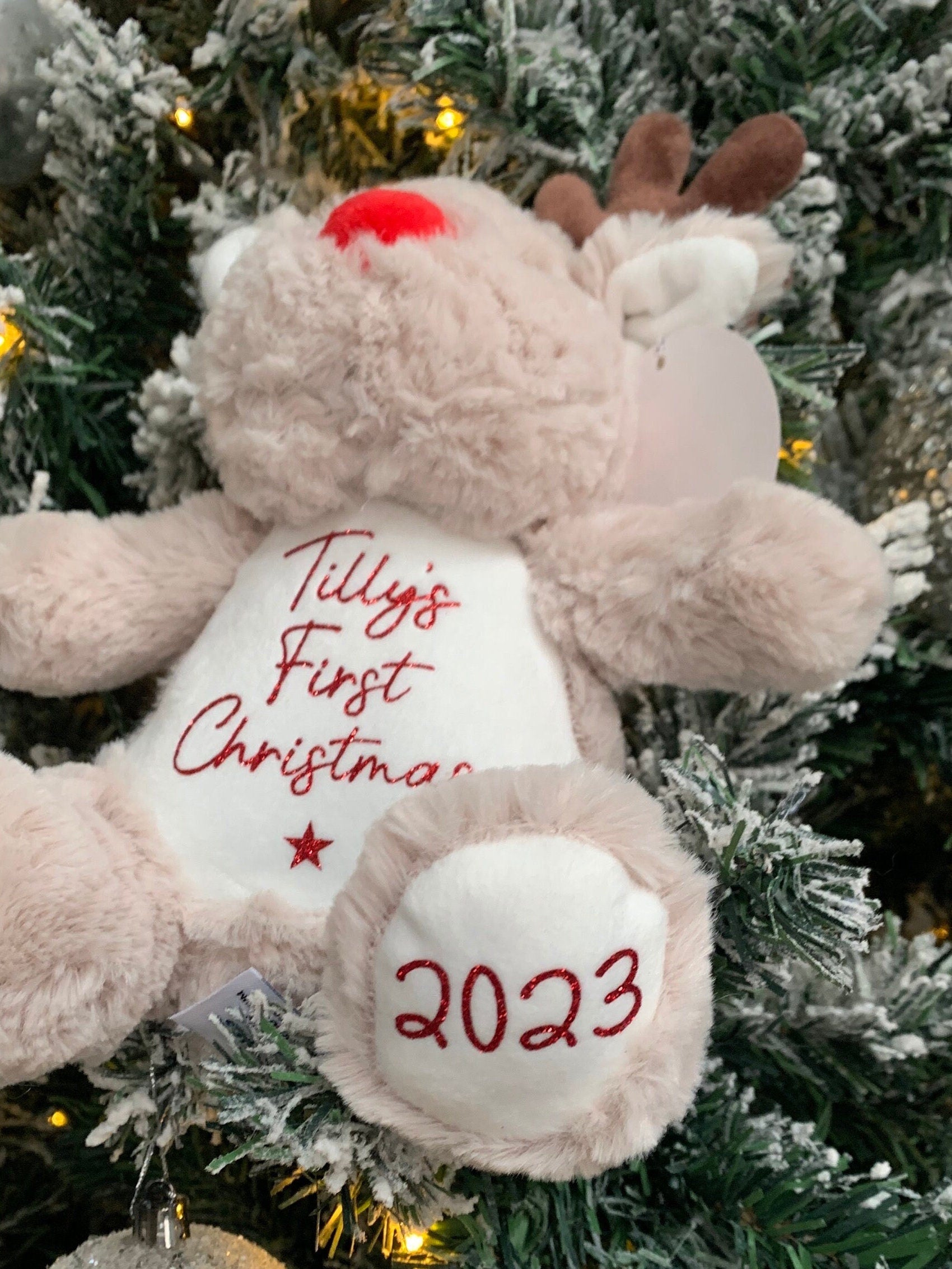 Personalised Reindeer Plush Soft Toy Gift My First Christmas Kids Gift Christmas Eve Box Christmas Gift - Sew Shabby Chic