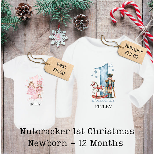 My First Christmas Nutcracker Baby Romper Sleepsuit Bodysuit Vest - Baby Gift - Baby Shower - Personalised - Sew Shabby Chic