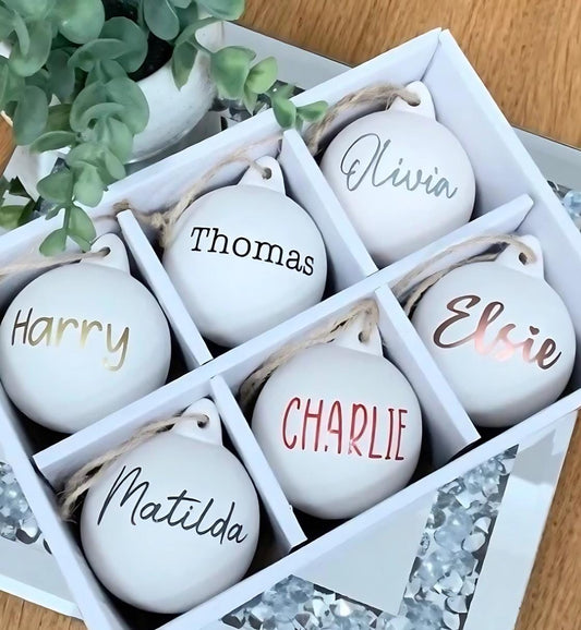 Personalised Ceramic Bauble Tree Decoration Christmas Gift Christmas Decorations - Sew Shabby Chic