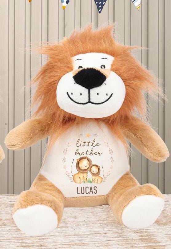 Personalised Big Brother Little Brother Gift Lion Soft Toy Teddy Sibling Gift - Sew Shabby Chic