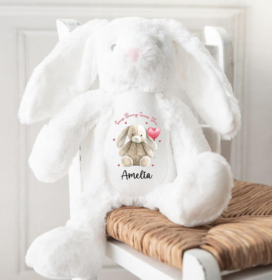 Personalised Valentines Day Bunny Rabbit Soft Toy Keepsake Some Bunny Loves You - Sew Shabby Chic